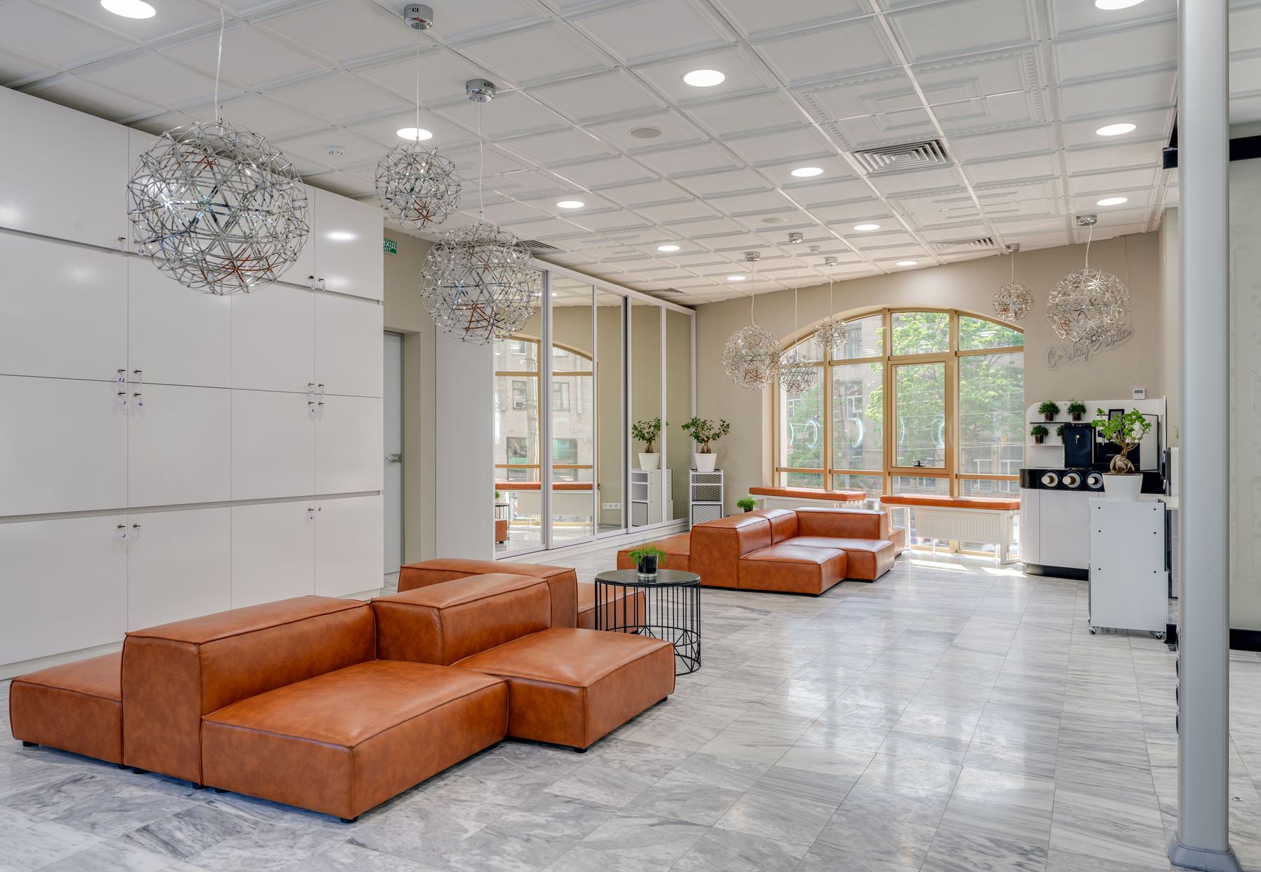 The waiting area at Glow Salon
