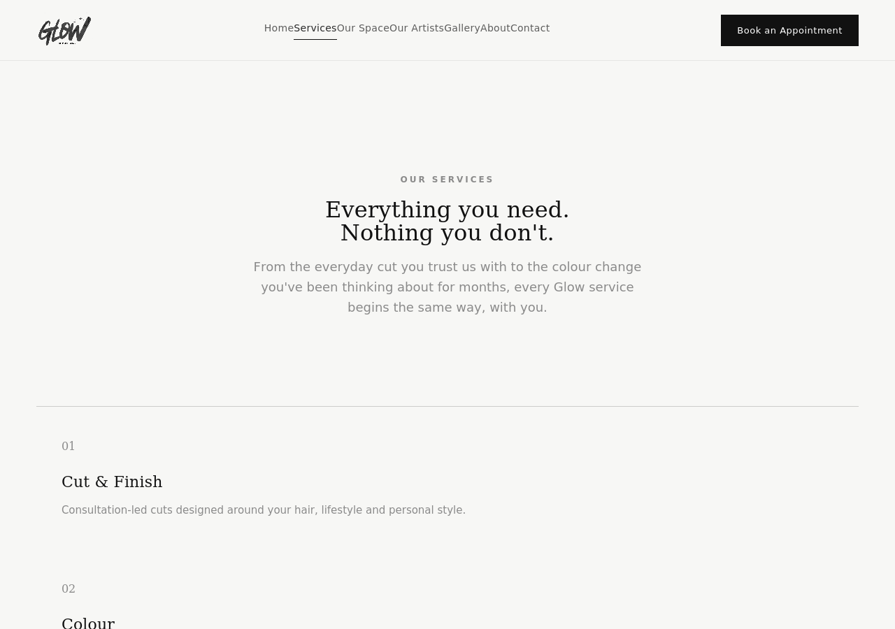 Glow Salon services page